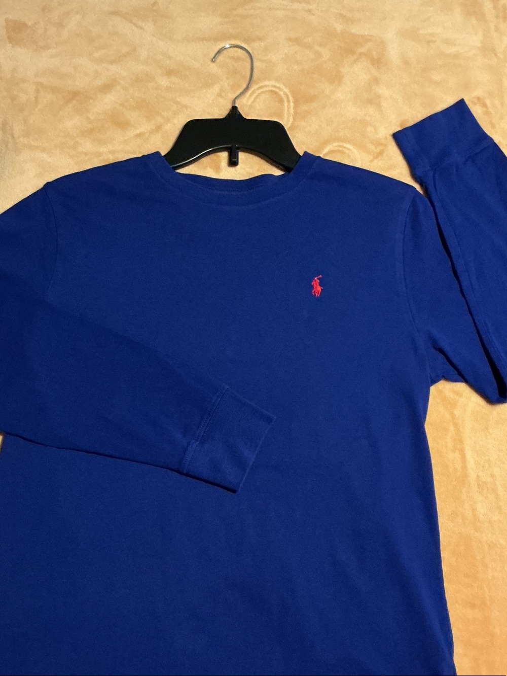 Polo by Ralph Lauren Boys Long-Sleeve Crewneck Tee in Royal Blue with Red Pony